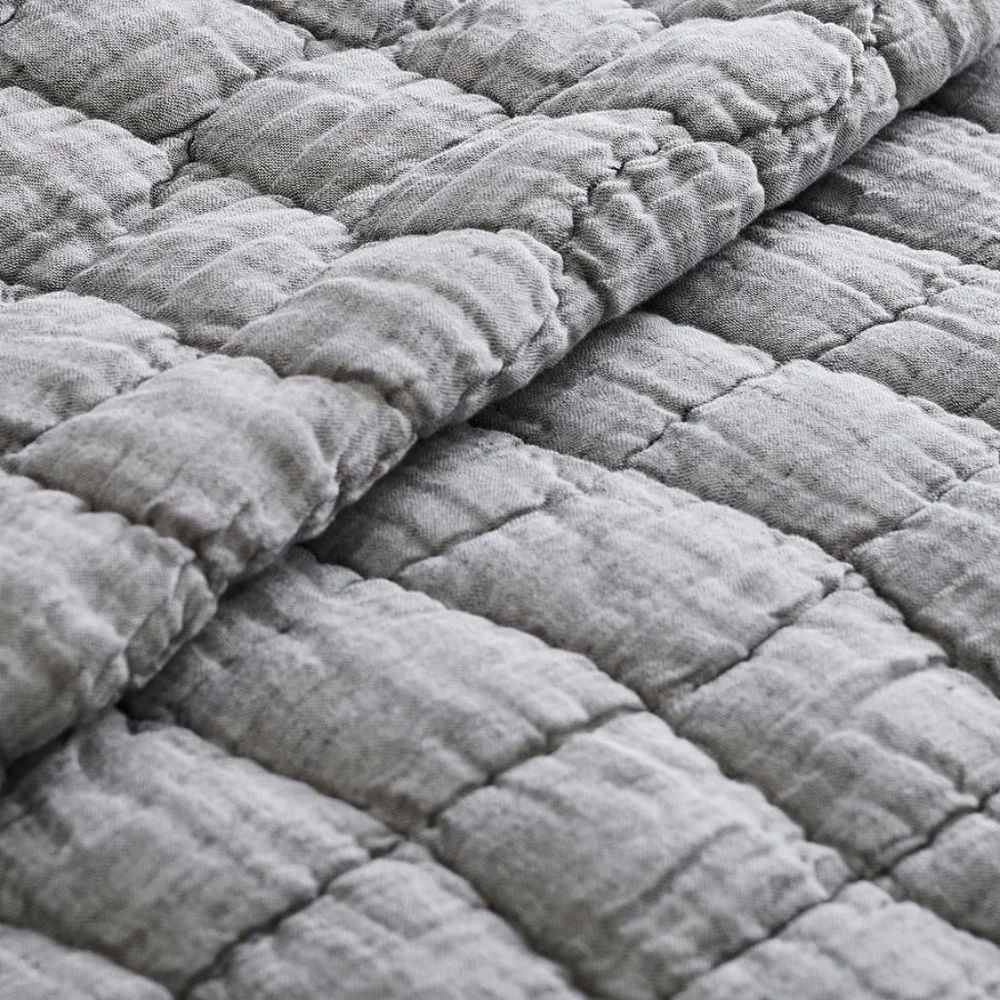 Pottery Barn Gray Cloud Quilt + 2 Euro Shams